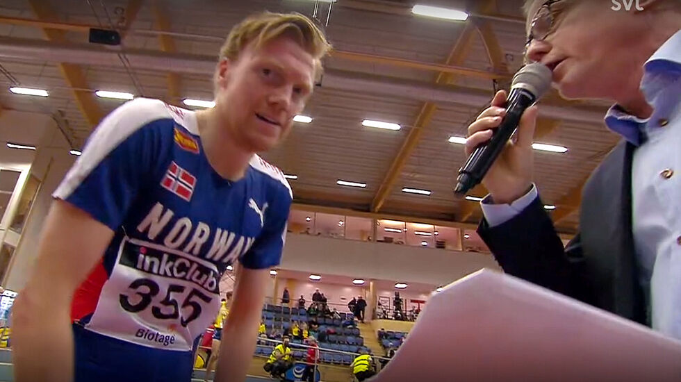 Seiersintervjuet til Mats Hauge etter 1500 meter i Nordenkampen (Foto: skjermprint streaming)