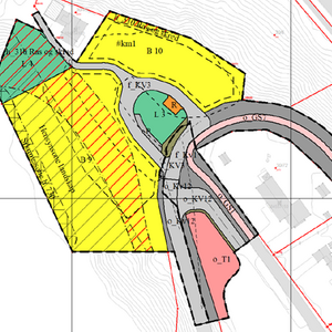 Utsnitt av plankart for endring av Bøndenessvingen