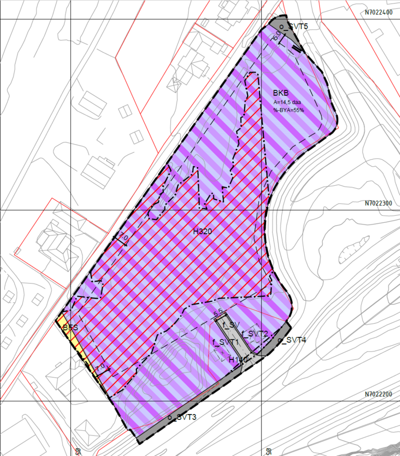 Utsnitt av planavgrensning for reguleringsplan Øysand vest næringsområde