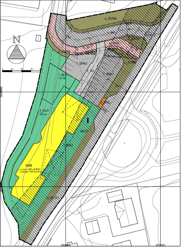 Utsnitt av plankart for detaljreguleringsplan Åsaringen.