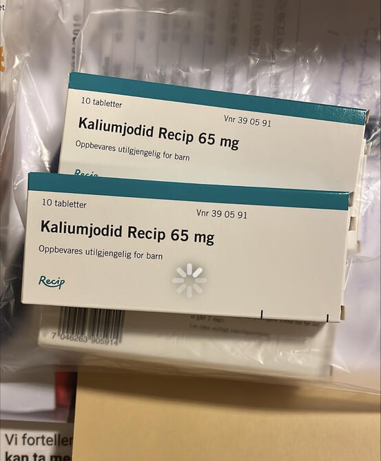 Kaliumjodid tablettpakker