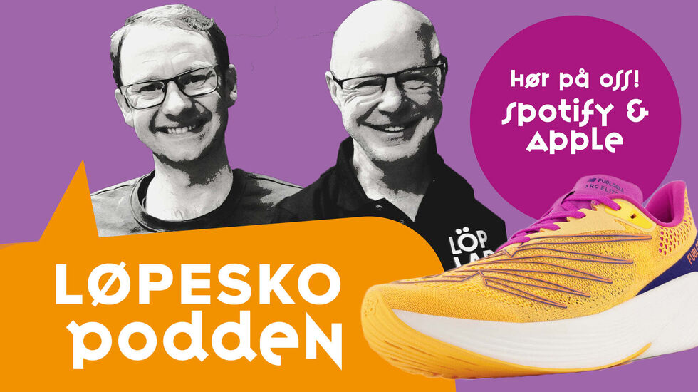 Henrik Nordtug og Tor Fauske fra Löplabbet snakker om løpesko i den nye podcasten Løpeskopodden.