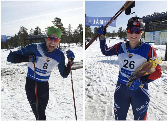 Anders Engene Bjåland satte ny løyperekord og vant herreklassen. Frida Bjerke Aabel vant kvinneklassen. (Foto: Gunhild Groseth Krangnes)