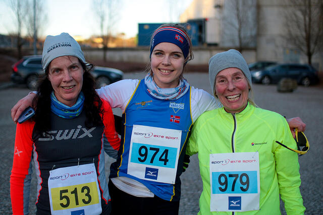 De tre beste kvinnene på 5 km var Grethe Jørgensen, Anne Alice Runner og Helene Pemmer. (Alle foto: Arne Dag Myking)