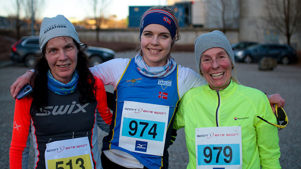 De tre beste kvinnene på 5 km var Grethe Jørgensen, Anne Alice Runner og Helene Pemmer. (Alle foto: Arne Dag Myking)