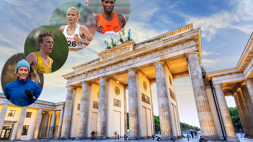 Det var mange norske løpere med i Berlin Halvmaraton. De beste av dem var Kathrine Kvernmo, Mathias Flak, Ine Bakken og Zerei Mezngi. (Fotomontasje: Arne Dag Myking, iStock/Noppasin)