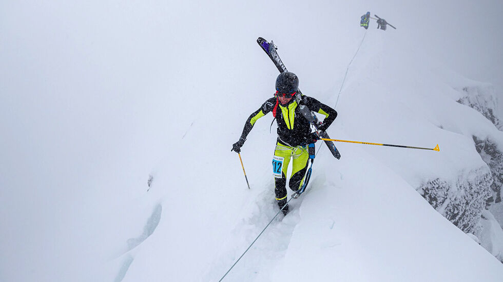Kilian Jornet var raskeste herre da Romsdal Rando ble arrangert i svært så friskt vintervær. (Foto: Haakon Lundkvist) 