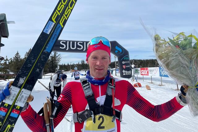 Magnus Bleken ble tidenes raskeste på 120 km fra Venabu til Sjusjøen. (Foto fra arrangørens facebookside)