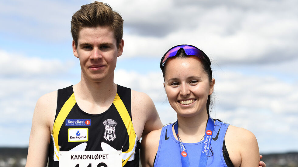 Halden ILs Trym Tønnesen og franske Emma Bert vant den 12. utgaven av det krevende motbakkeløpet Kanonløpet i Halden. (Alle foto: Bjørn Johannessen)