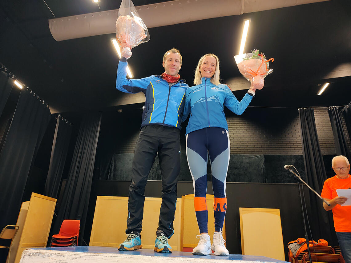 Stian Angermund og Anita Iversen Lilleskare vant Storehaugen Opp. (Foto: Arrangøren)
