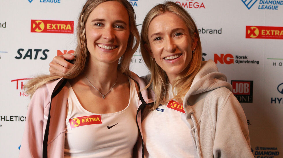 Godt humør: Både Hedda Hynne (tv) og Karoline Bjerkeli Grøvdal var optimister foran Bislett Games. (Foto: Kjell Vigestad)