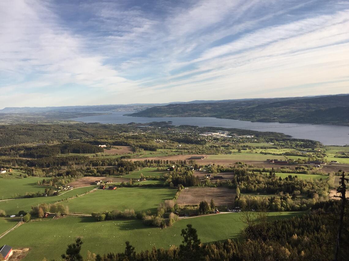 Utsikten fra Lundehøgda som kunne nytes i solsteiken lørdag. (Foto fra løpets facebookside)