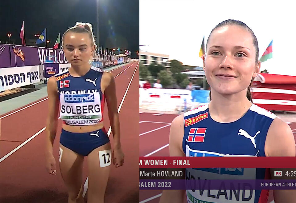 Det stod ikke på innsatsen for verken Malin Søtorp Solberg eller Marte Hovland, og de fikk med seg veldig nyttig mesterskapserfaring. (Foto: European Athletics' streamning)