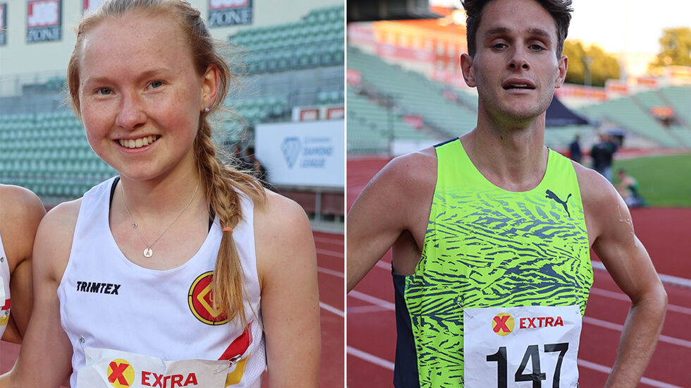 Adele Henriksen og Jack Rowe vant 5000 meter på Bislett. (Foto: Tom-Arild Hansen)