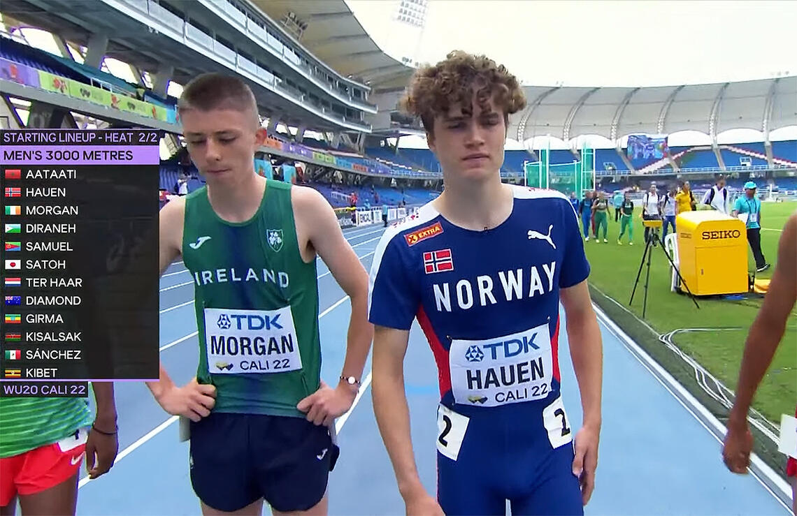Esten Hansen-Møllerud Hauen løp på 8.15,70 og ble den beste av de som ikke gikk til finalen. (Foto: fra World Athletics streaming)