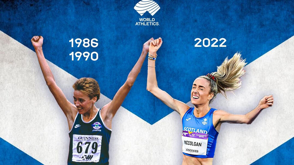 Det mor Liz McColgan klarte i 1986 og 1990, klarte nå datter Eilish i 2022. (Fotomontasje: World Athletics)