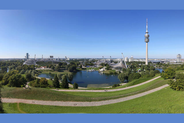 Olympiaparken med Olympiastadion i München. (Foto: Tommy Loesch, München Tourismus)