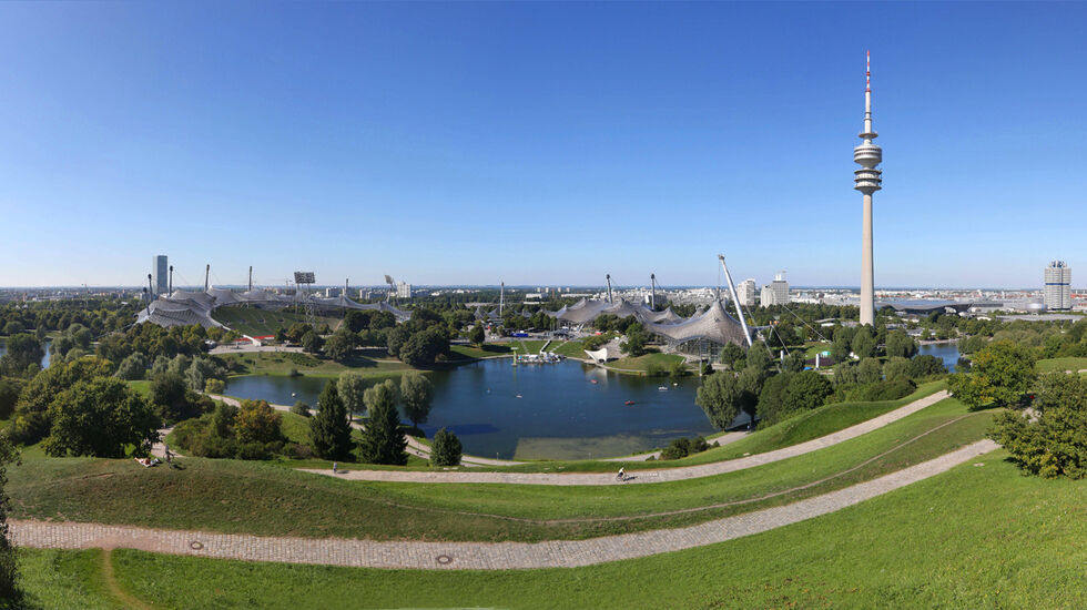 Olympiaparken med Olympiastadion i München. (Foto: Tommy Loesch, München Tourismus)