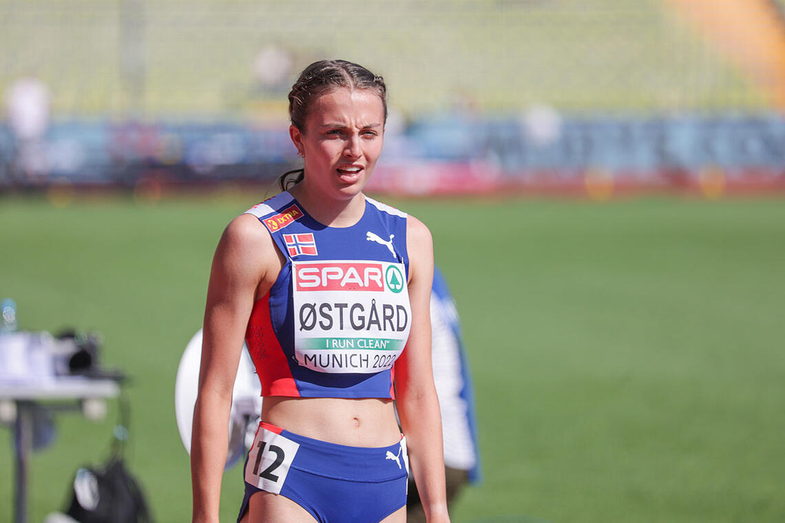 Ingeborg Østgård under forsøksheatet på 1500 m i EM i friidrett i München sist sommer. (Foto Arne Dag Myking)