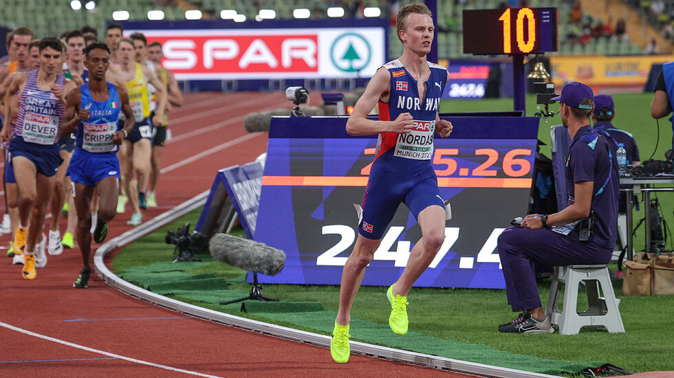Narve Gilje Nordås fikk virkelig fart på piggskoene i dagens Diamond League-stevne i London. (Foto: Arne Dag Myking)