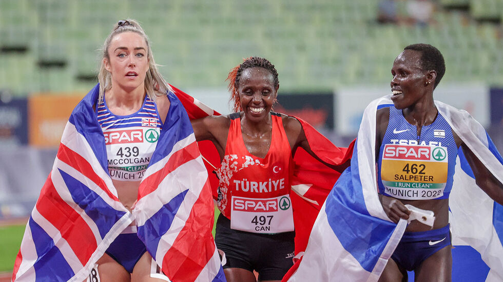 De tre beste på 10.000 meter: Eilish McColgan, Yasemin Can og Lonah Chemtai Salpeter. (Alle foto: Arne Dag Myking)