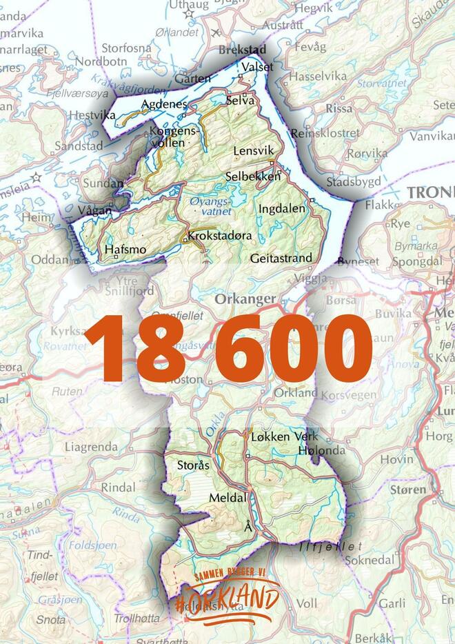 Orkland kommune har nå 18 600 innbyggere, ifølge nye befolkningstall fra Statistisk sentralbyrå (SSB).
