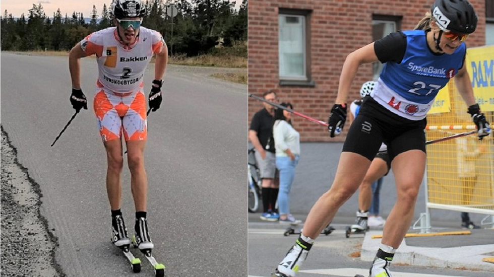 Etappevinnerne Pål Åge Joten og Maiken Caspersen Falla. (Foto: Trond Ole Myrvold/Rolf Bakken)