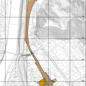 Utsnitt av plankart for Krysningsspor Melhus sentrum