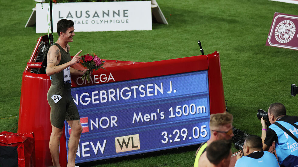 Jakob Ingebrigtsen kunne glede seg over verdens raskeste tid på 1500 m i år. (Foto: Diamond League AG)