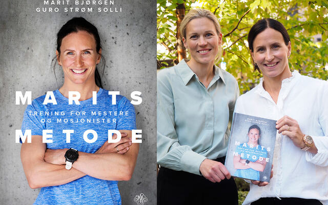 Idrettsforsker Guro Strøm Solli og idrettsstjerne Marit Bjørgen har skrevet bok om sistnevntes trening. «Marits metode» har blitt en fagbok verdig en olympisk mester. (Foto: J. M. Stenersens Forlag og Bjørn Johannessen)