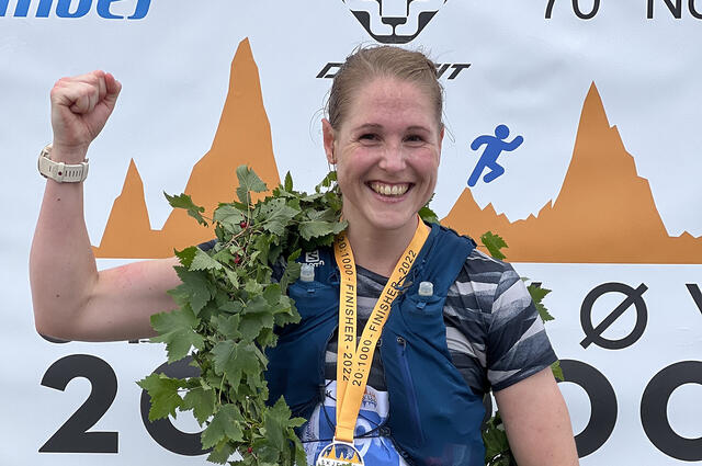 Hanne Ellingsen kunne juble for både seier og løyperekord i 20:1000 Skjervøy. (Foto: arrangøren)
