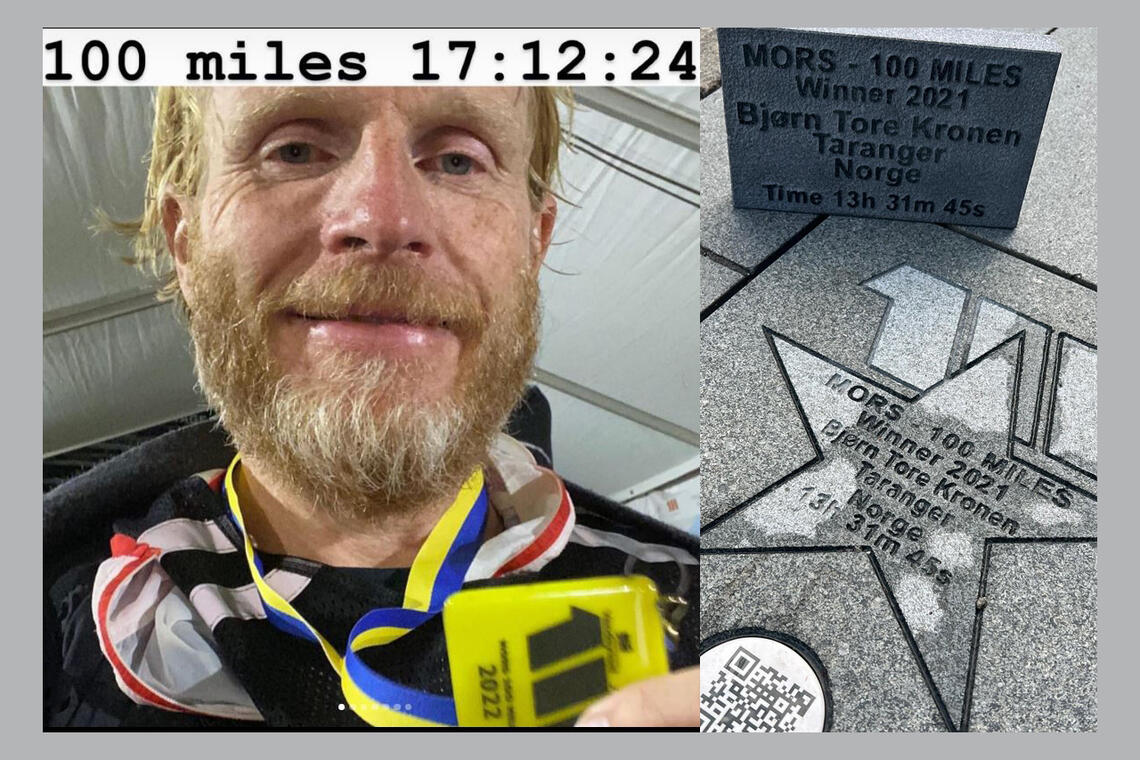 Stig Rasmussen var godt fornøyd med å fullføre Mors 100 miles, etter at han i fjor brøt løpet. Og han fikk også legge ned stjernen som markerte fjorårsvinner og klubbkompis Bjørn Tore Kronen Taranger. (Foto: Stig Rasmussen)