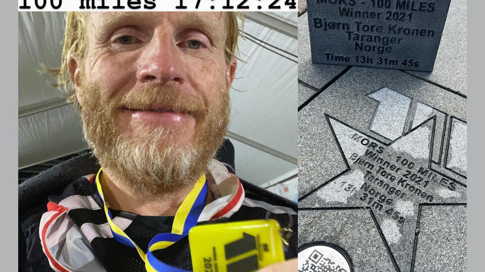 Stig Rasmussen var godt fornøyd med å fullføre Mors 100 miles, etter at han i fjor brøt løpet. Og han fikk også legge ned stjernen som markerte fjorårsvinner og klubbkompis Bjørn Tore Kronen Taranger. (Foto: Stig Rasmussen)