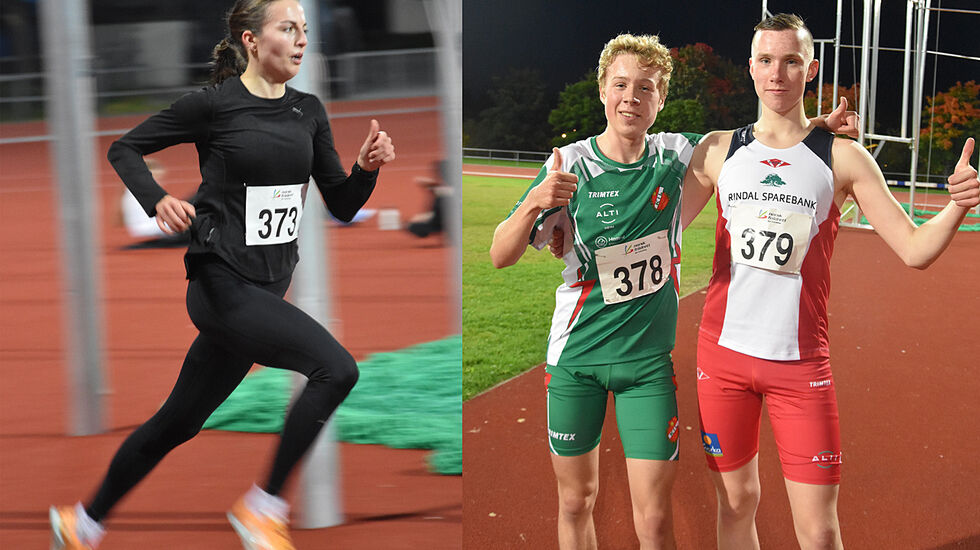 Ingeborg Østgård, Håkon Moe Berg og Magnus Øyen gjorde gode løp på 3000 meter i et stevne i Trondheim. (Foto: Tor Jarle Bolme)