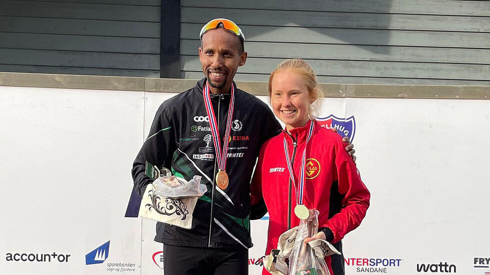 Frew Zenebe Brkineh og Adele Henriksen var de aller raskeste i NM halvmaraton. (Foto: Anne-Mette Juuhl)
