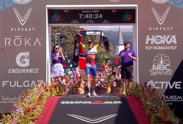 Gustav Iden er verdensmester i Ironman. (Foto: Skjermdump fra arrangørens LIVE-stream) Gustav Iden er verdensmester i Ironman. (Foto: Skjermdump fra arrangørens LIVE-stream)