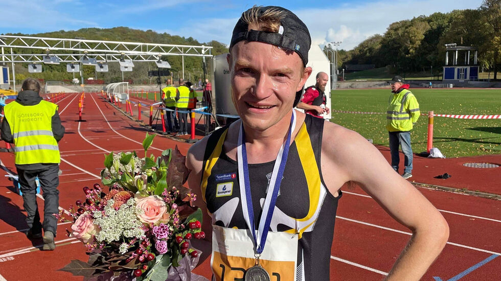 Even Bentzen Løvås fra Halden IL vant halvmaraton i Gøteborg. (Foto: Jonas Aamodt Moræus)