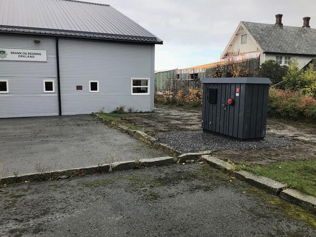 Det er etablert en vannkiosk ved brannstasjonen i Lensvik. Foto: Orkland kommune