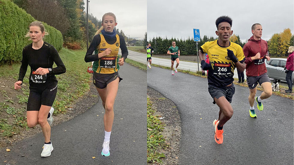Unge vinnere: Wilma Bekkemoen Torbiörnsson og Nahom T. Tewelde vant 5 km i Rekordløpet Lier den 16. oktober. (Alle foto: arrangøren)
