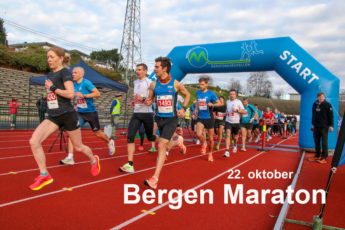 Bergen Maraton har start og mål på Fana Stadion. (Foto: Arne Dag Myking)