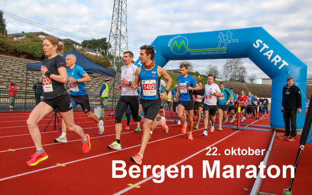 Bergen Maraton har start og mål på Fana Stadion. (Foto: Arne Dag Myking)