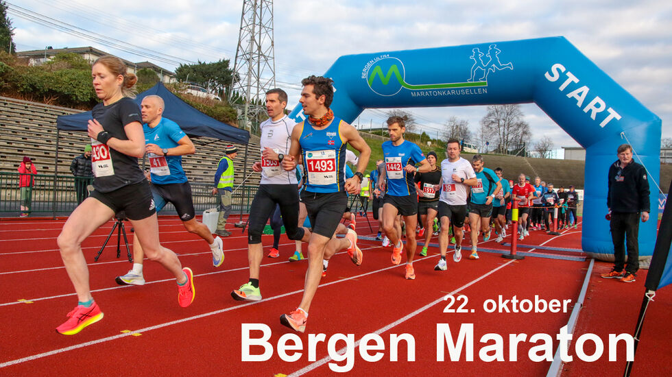 Bergen Maraton har start og mål på Fana Stadion. (Foto: Arne Dag Myking)