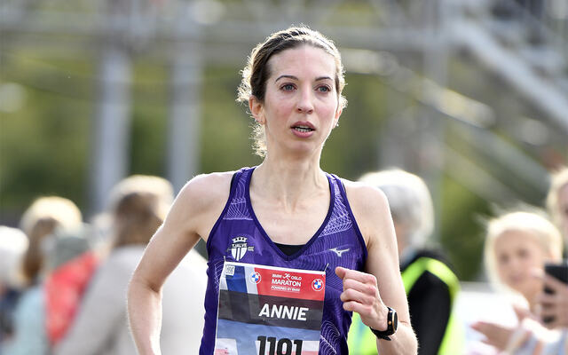 Med 2.43.26 løp Annie Bersagel inn til en klar seier og NM-gull i Oslo Maraton i midten av september. (Foto: Bjørn Johannessen)