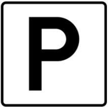 Skilt 1P - offentlig parkeringsskilt. Svart P med hvit bakgrunn