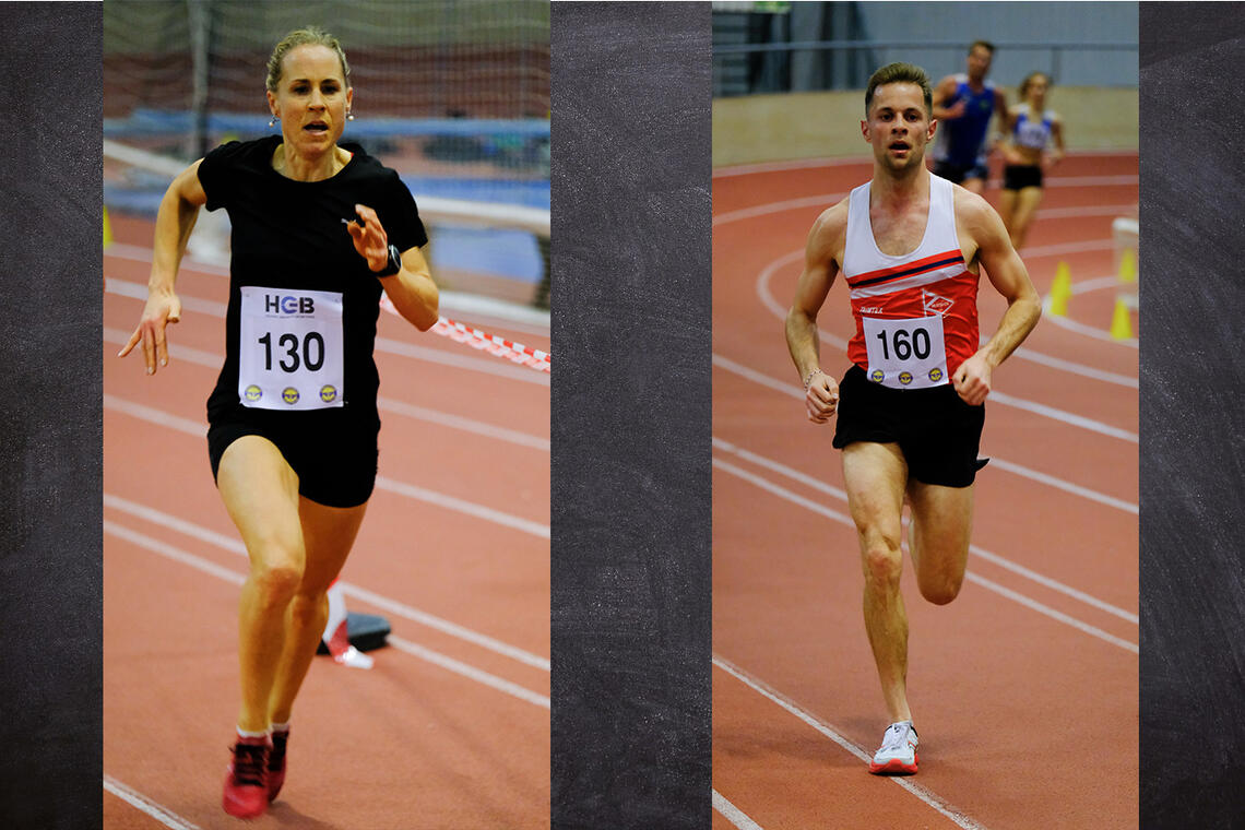 Kristin Waaktaar Opland og Tobias Kronborg løp begge godt nede på 9-tallet da Trøndersk Vinterkarusell bød på innendørsløp over 3000 meter. (Foto: Roger Midtstraum)