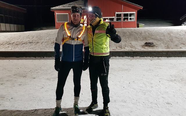 Inge Virum (til venstre) og Bjarte Holm tok en runde uten tidtaking i Kuldekuten. (Foto: Stein Arne Negård)