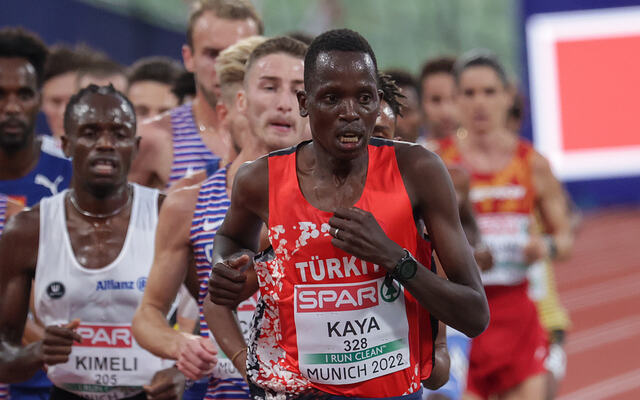 Aras Kaya under 10.000-meterfinalen i EM i München i august i år, der han ble nummer 16. (Foto: Arne Dag Myking)