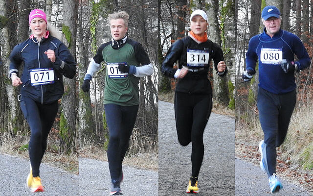 Malene Aanensen, Simon Håkonson, Emma Nesheim og Kjetil Daasvatn var noen av dem som deltok i 3. juledagsløp i Mandal. (Alle foto: arrangøren)