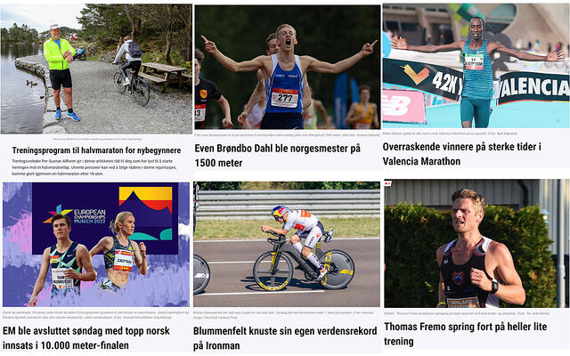Treningstips, toppidrettsaker innen både løping og triatlon, samt tester av sko var de mest populære saken på kondis.no i fjor. (Fotomontasje: Arne Dag Myking)