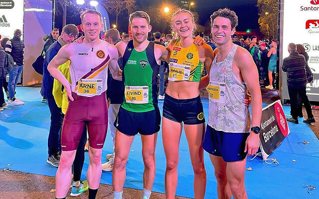 Flere nordmenn stilte til start i Cursa del Nassos. Blant andre (f.v.) Sondre Arne Hoff, Eivind Øygard, Amalie Sæten og Ådne Andersen. Sistnevnte tok harejobben for Amalie Sæten. (Foto: Privat)